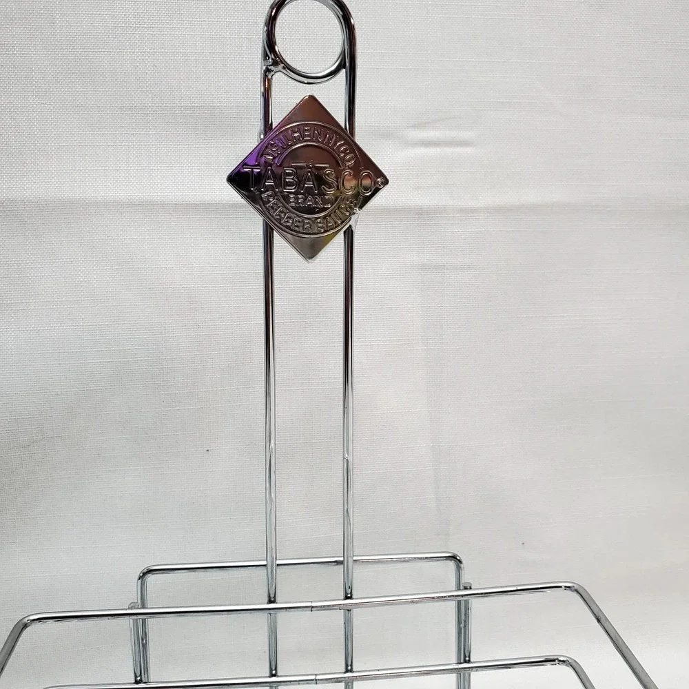 🔥Tabasco Hot Pepper Sauce Chrome Condiment Caddy Holder‎ Table Top Restaurant